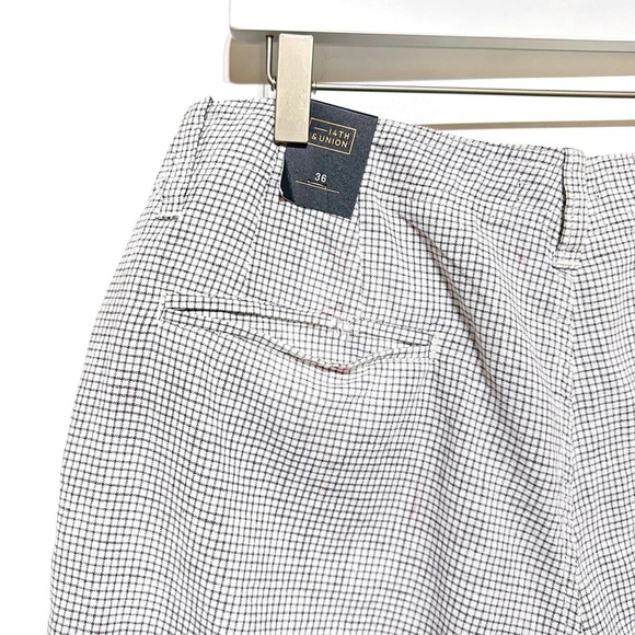 14th & Union Casual Slim Fit Checkered Bermuda Shorts Linen Blend Cotton Size 36 - Picture 12 of 13